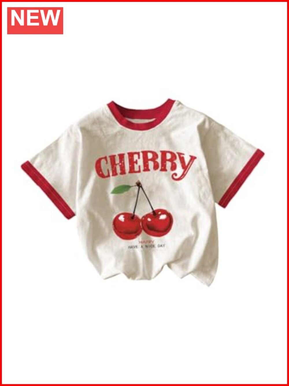 Girls Cherry Graphic Tee Colorblock Aesthetic Summer Top